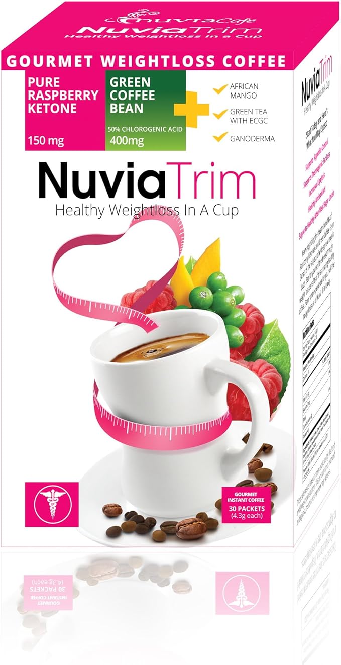 Nuvia Trim - Gourmet Instant Coffee for Weight Loss with Garcinia Cambogia Raspberry Ketones and Green Coffee Bean Extract Vegan No Sugar or Dairy Great for Iced Coffee 0.15oz packets(30 ct.)