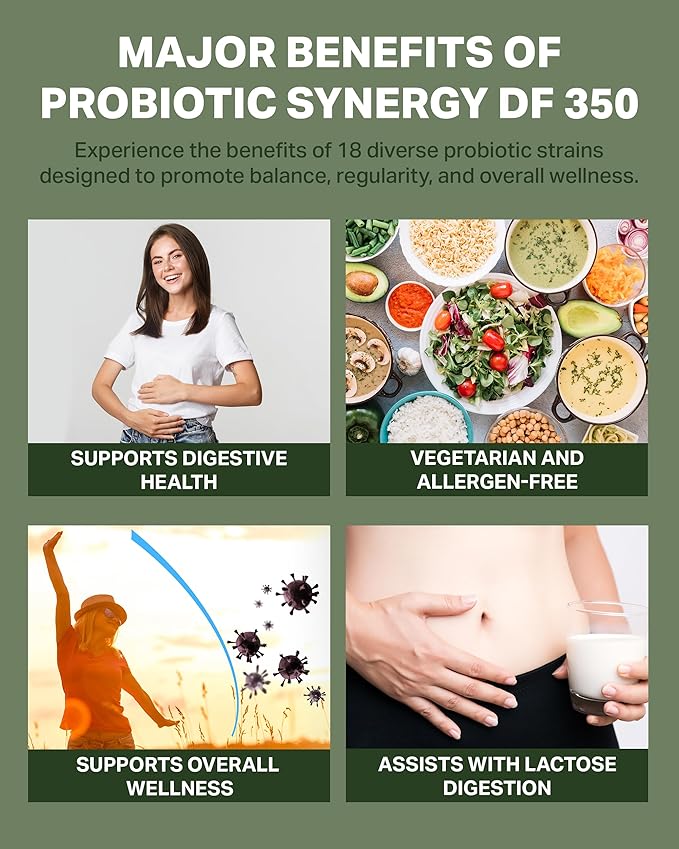 Probiotic Synergy DF 350 ® by Dr. RetzlerRx™ - 350 Billion CFU - Dairy-Free High Potency 350 CFU 18-Strain Probiotic Supplement - Supports Immune + Gut Health (15 Single Serving Stick Packs)