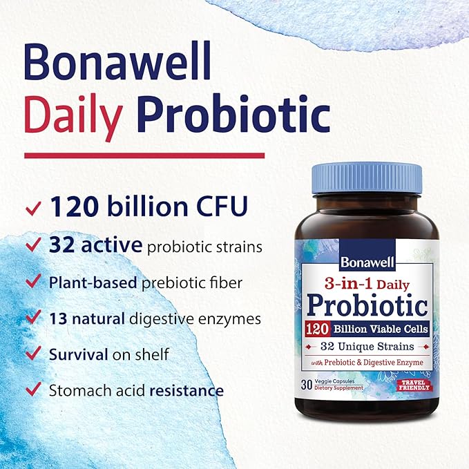 Bonawell Probiotics 120 Billion &amp Probiotics for Women Bundle Digestion Immunity Women’s Health Probiotic 120 Billion Caps 30ct &amp Probiotics for Women Caps 30ct