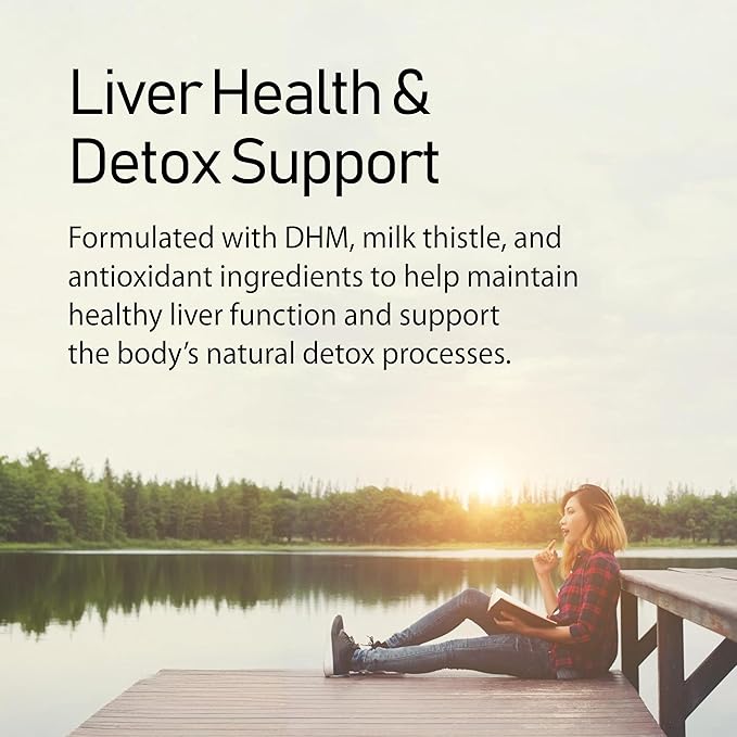 NANOWELL Fresh AM Detox - Liver Health Support Supplement with DHM Milk Thistle Vitamin C B1 &amp B2-50 Chewable Tablets for Detox and Recovery