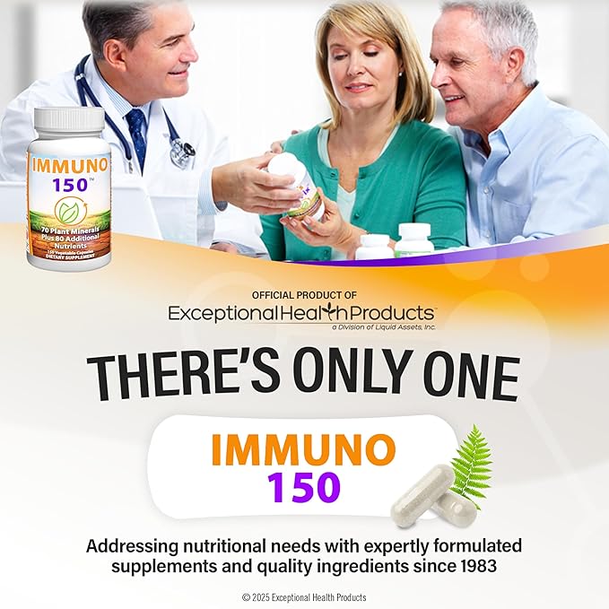 Immuno 150 Immune Support Supplement Packed with 70 Plant Minerals 13 Essential Vitamins and 68 Additional Nutrients-150 Vegetable Capsules- Immune Boost for All Age Groups