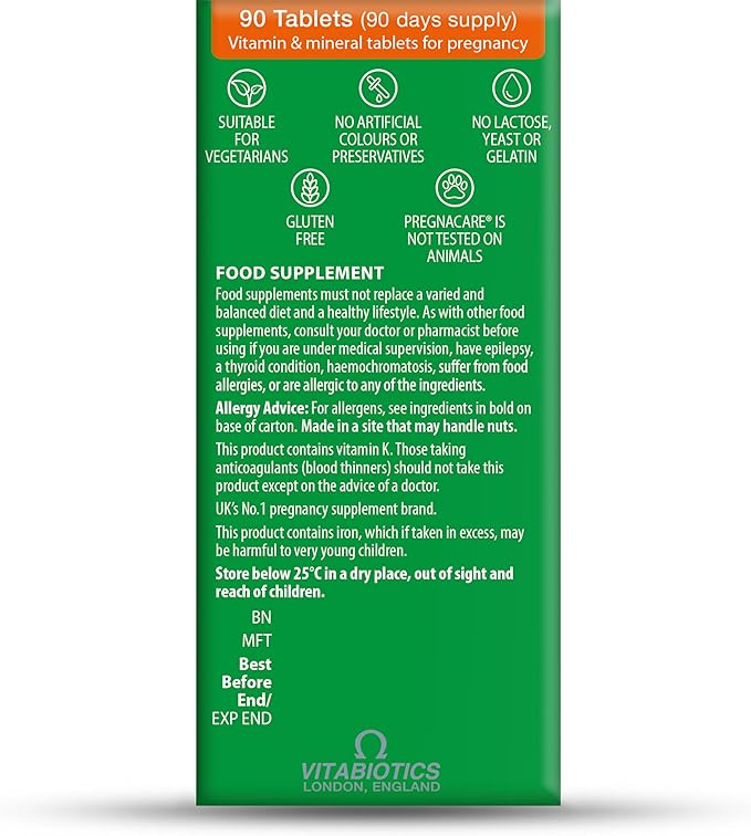 RESSYYT Vitabiotics Pregnacare Original Tablets x 90