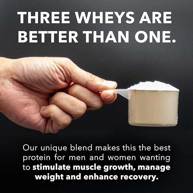 Chocolate -3-in-1 Grass Fed Whey Protein Powder - Unique Blend of Hydrolysate Isolate &amp Concentrate Provides 30g of Protein &amp 6.6g BCAAs per Serving - 2.2lb-28 Servings