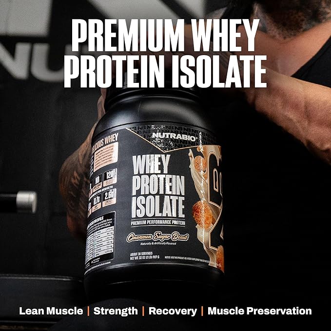NutraBio 100% Whey Protein Isolate Protein Powder 25g Protein with Complete Amino Acid Profile Non-GMO Soy &amp Gluten Free Low Carb Low Calorie Whey Protein Powder Cinnamon Sugar Donut 2 Lbs