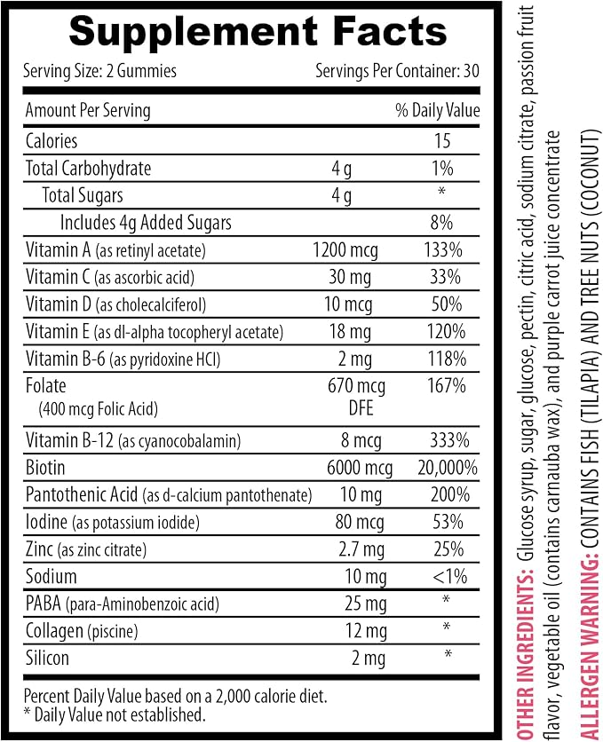 biotin Hair Skin and Nails Vitamins for Women &amp Men - Hair Skin &amp Nails Gummies - Antioxidant Essential Vitamins Passion Fruit Flavor Nourish Immune System Support 3 Bottles 180 Gummies