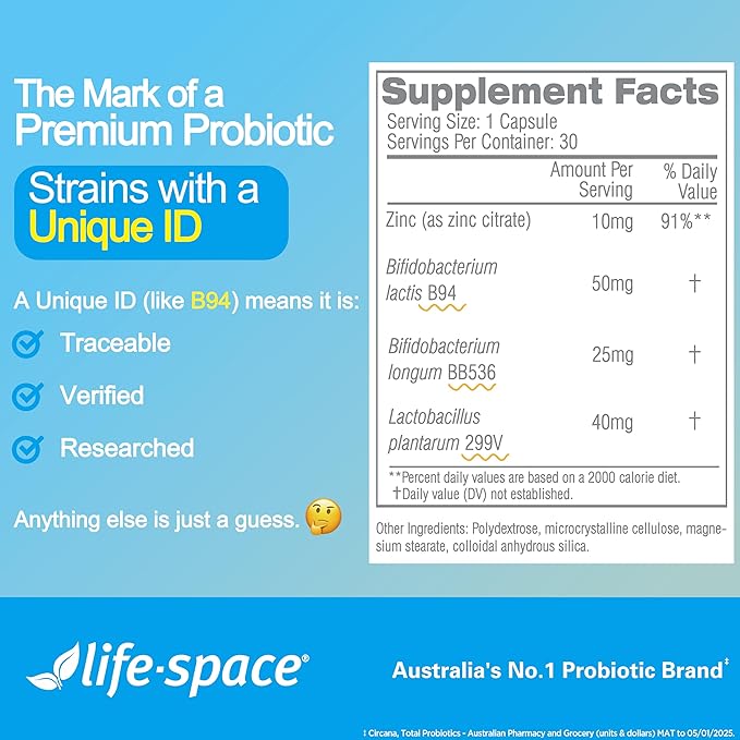 Life-Space IBS Support Probiotic Clinically Poven to IBS Relief 4 in 1 Probiotics for Women and Men 27 Billion CFU Supports Reduce Symptoms of IBS Include Bloating Gas &amp Diarrhea 30 ct