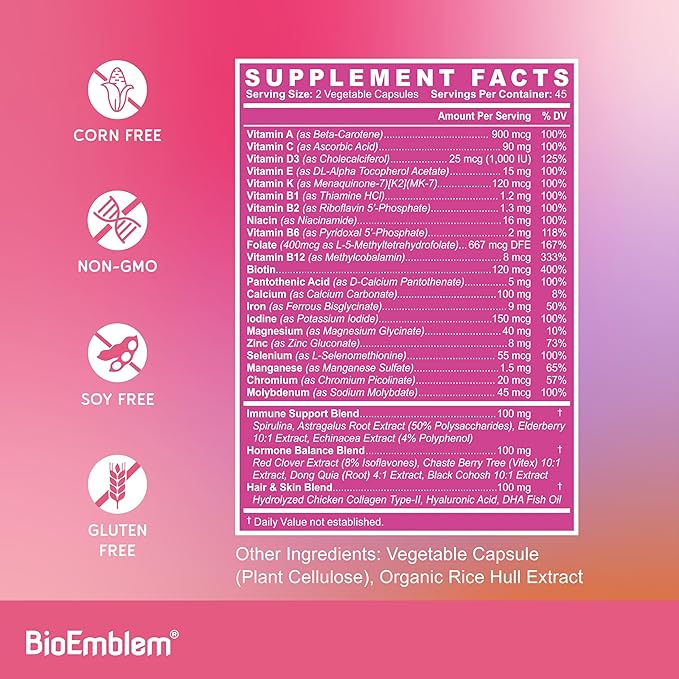 BioEmblem Triple Magnesium Complex and Women's Multivitamin and Joint Support