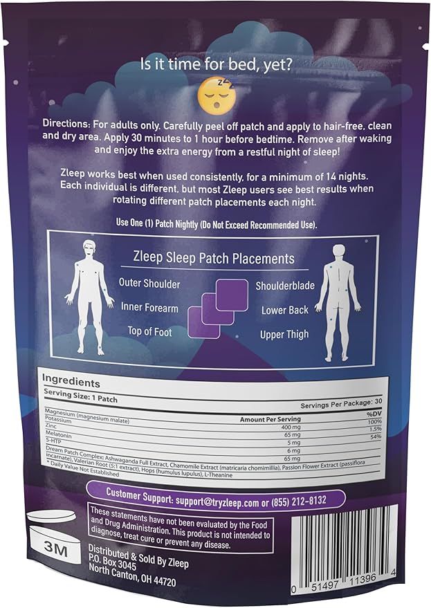 Zleep - Sleep Patches w/Dream Complex and Melatonin (2 Pack 60 Patches)