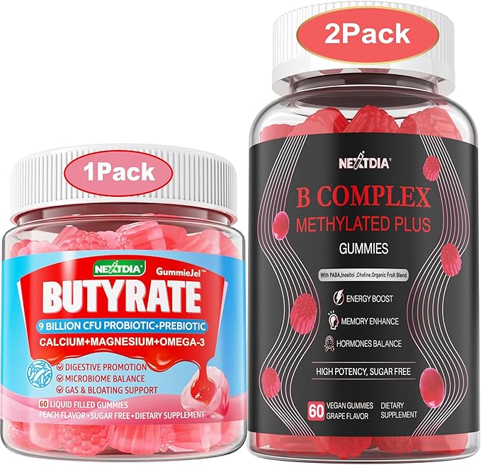 Butyrate Gummies with Probiotic + Prebiotic + Postbiotic + Vitamin B Complex Gummies for Women