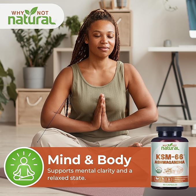 Why Not Natural Organic Ashwagandha KSM 66 Supplements Capsules - KSM66