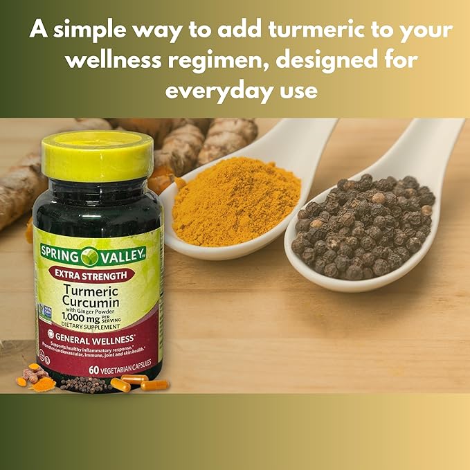 Turmeric and Ginger Supplement Spring Valley 1000mg 60ct. (2) Set with Fusion Shop Store Week Case (1)