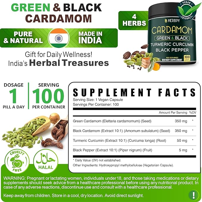 Bundle 5in1 Ashwagandha Shilajit 120 Count &amp 4in1 Cardamom Capsules 100 Count
