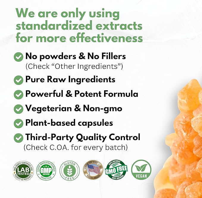 Boswellia Extract and Ashwagandha Capsules 2000 mg - Strong Natural Support Pills 3 Month Supply - Consentrated Boswellia Serrata 65% Boswellic Acid with Ashwagandha Powder Supplement