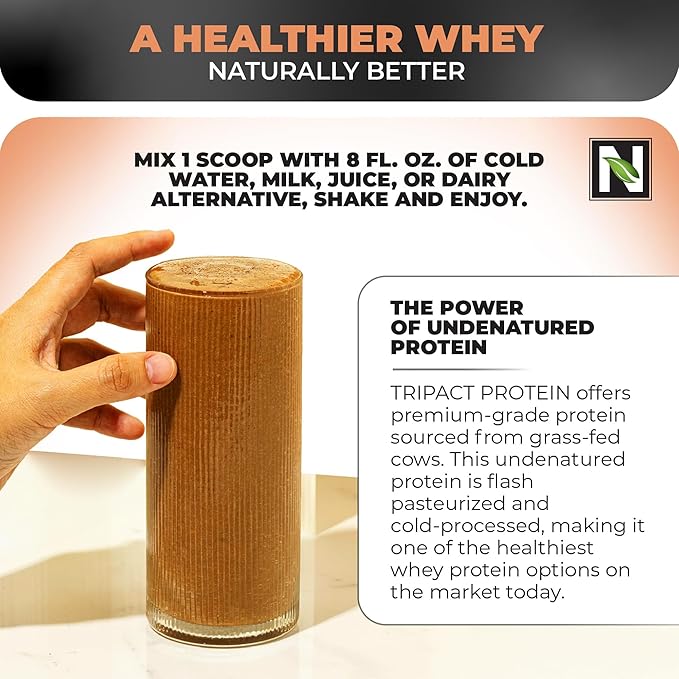 Nutrology TRIPACT Protein Powder - 7-in-1 Meal Replacement Shake with Grass Fed Whey Protein Powder Pea Rice &amp Greens - Boost Muscle Recovery &amp Immunity Creamy Chocolate Flavor 40 Serving