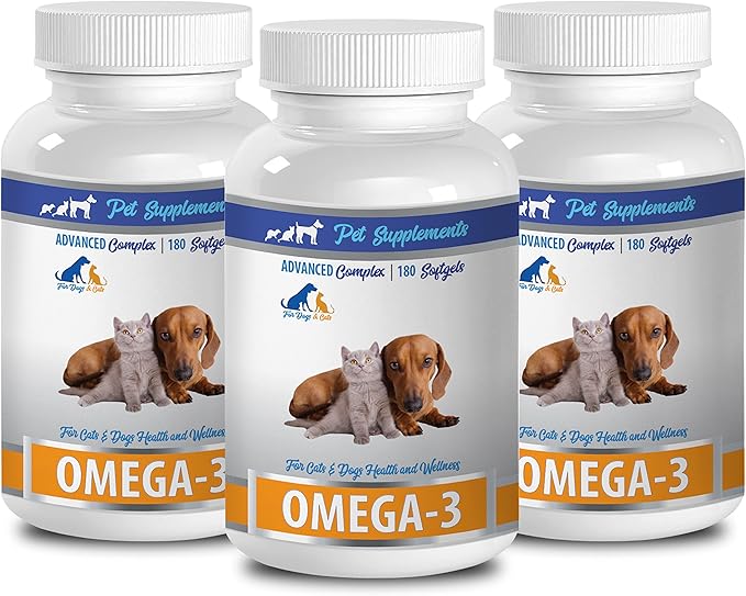cat Protein Supplements - Omega 3 - for Dogs and Cats - Health and Wellness - cat Fish Oil Supplement - 3 Bottle (540 Softgels)