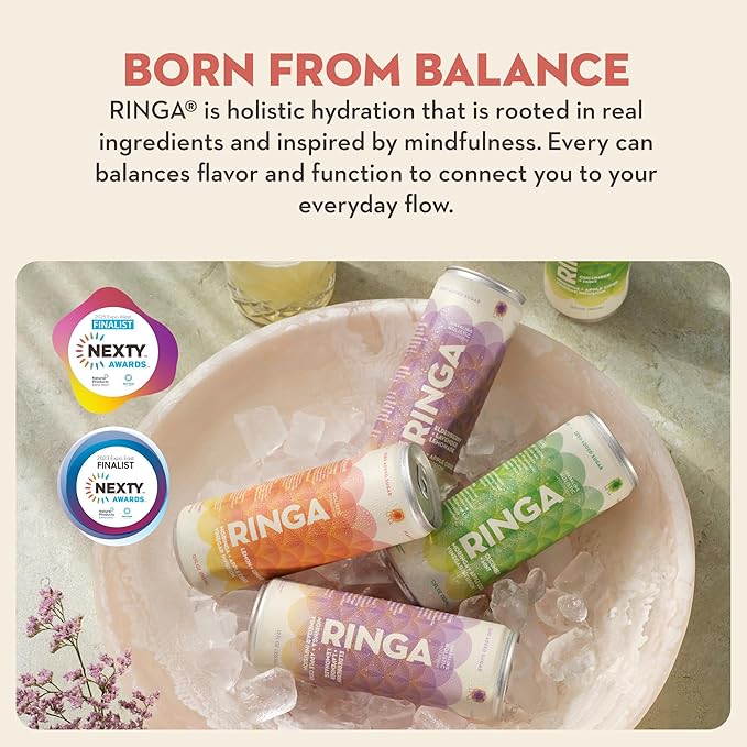 Ringa Sparkling Cucumber Mint Hydration 12 FZ Sparkling Drink Organic Moringa + Apple Cider Vinegar with 3g Prebiotic Fiber No Added Sugar Gut Health &amp Clean Hydration – 12oz Cans