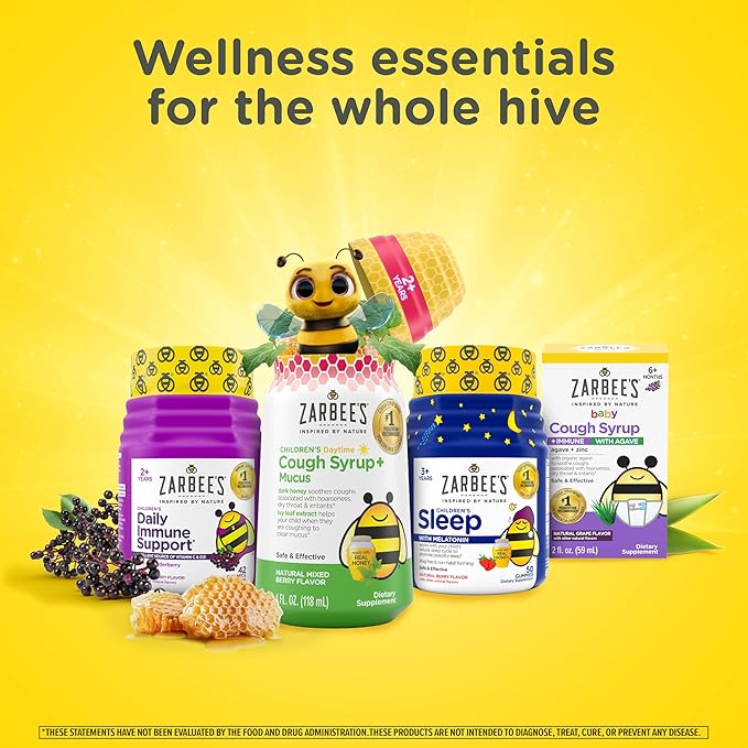 Zarbee's Complete Kids Multivitamin Gummies + Immune Support Berry Flavor Honey-Sweetened Gluten-Free &amp Gelatin-Free Vitamins A C D3 E B6 B12 Folic Acid &amp B-Complex 70 Count (Pack o