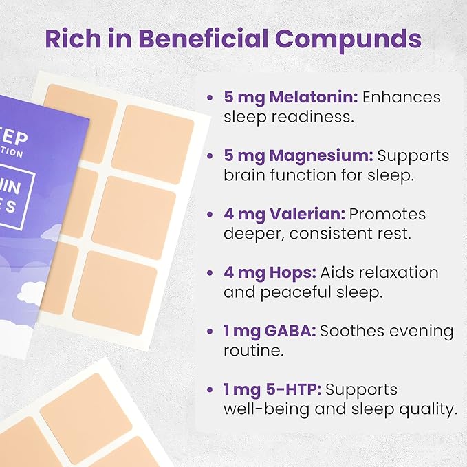 Melatonin Patches for Adults - 30 Beige Sleep Patches Skin Friendly Sleep Promoting Stickers with Natural Ingredients - Supports Better Sleep and Relaxation