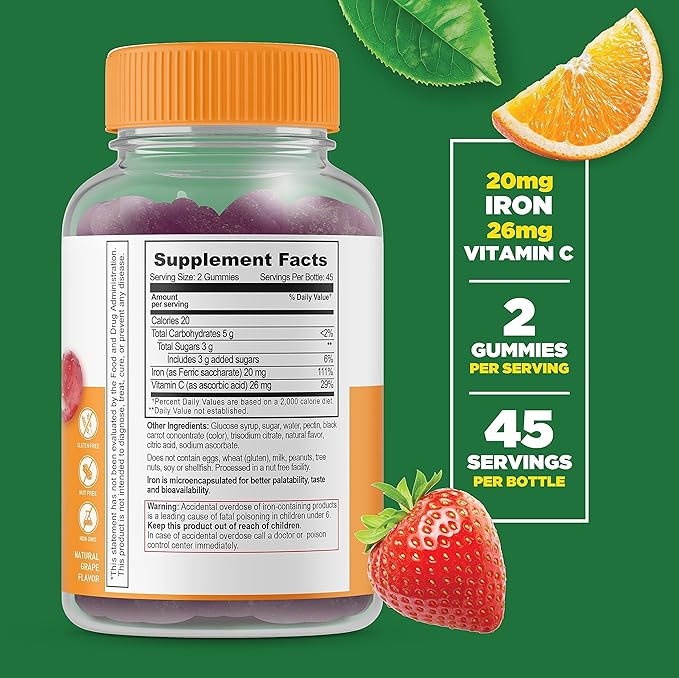 Lifeable Collagen &amp Vitamin C + Iron with Vitamin C Gummies Bundle - Great Tasting Vitamin Supplement Gluten Free GMO Free Chewable Gummy