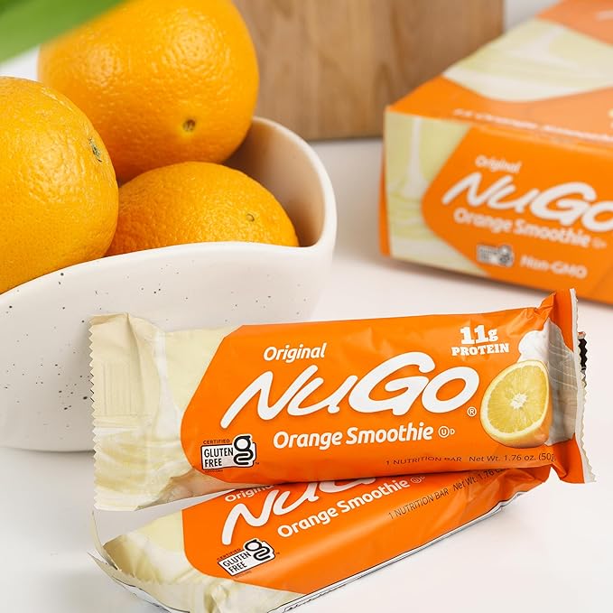 NuGo Original Variety Vanilla Yogurt 15 bars &amp Orange Smoothie 15 bars 11g Protein Gluten Free 30 Count
