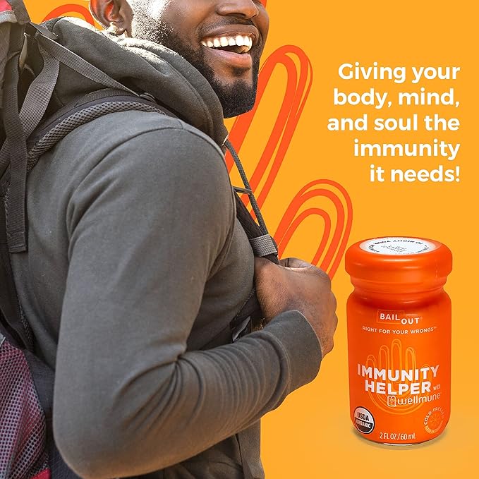 BAILOUT Wellness - Immunity Helper Daily Immune Support with Vitamin C Turmeric Ginger and More 2 Fluid Ounces Pack of 12