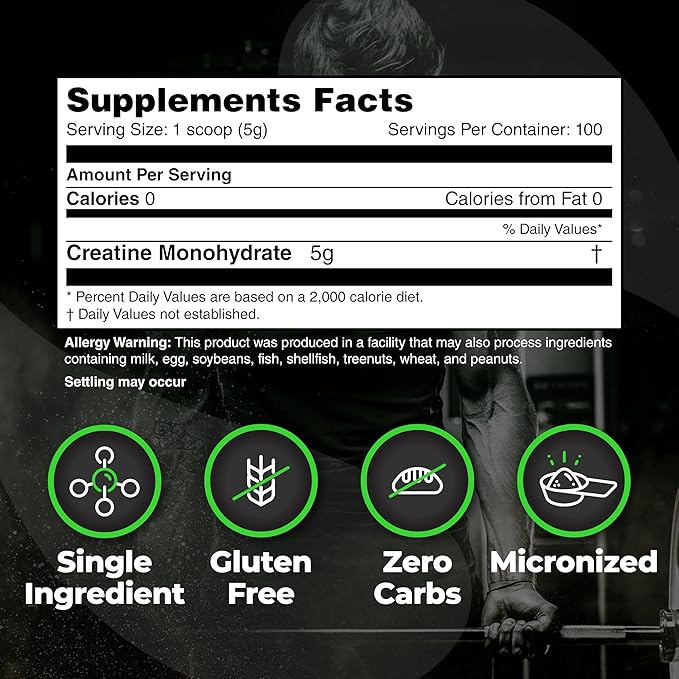 Species Nutrition Crealyze Creatine Powder 100% Creatine Monohydrate with Solubility to Support Lean Mass Endurance and Strength Post Workout Recovery Drink Gluten-Free (Unflavored 17.6 Oz)