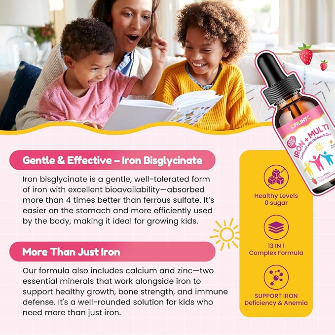 Kids Magnesium Liquid Drops &amp Liquid Iron Supplement for Kids