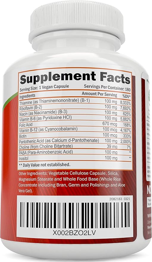 Purely Holistic Magnesium Glycinate 400mg + Super Vitamin B Complex - Vegan Bundle - 270 Tablets &amp 180 Capsules - Made in USA