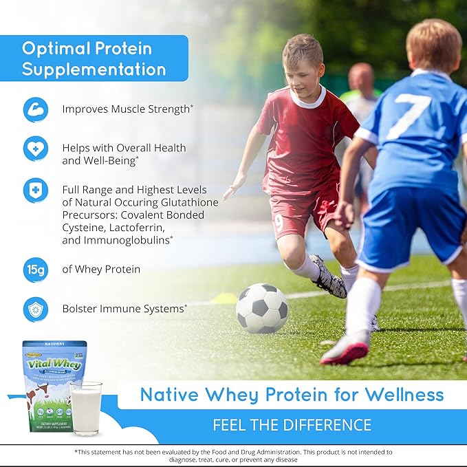 Grass-Fed Whey Protein Powder for Immune Vitality Natural Vanilla 600g (30 Servings) 15g Protein Per Serve Vital Whey Clean Holistic Wellness Nutrition