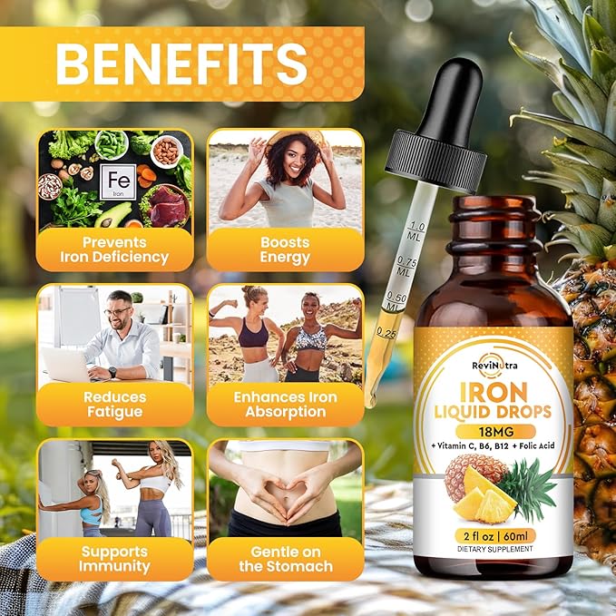 Liquid Magnesium &amp Iron Supplement Pineapple Flavor