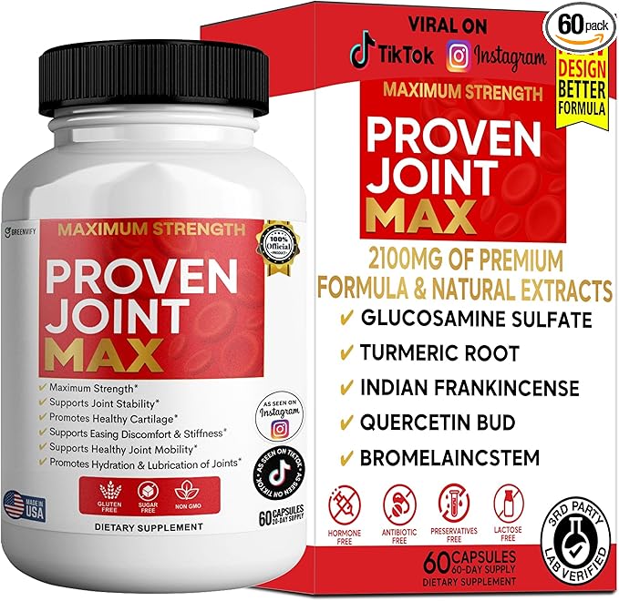 Maximum Strength Joint Max Supplement 60 Capsules with Glucosamine Chondroitin Turmeric 20 Day Supply (1)
