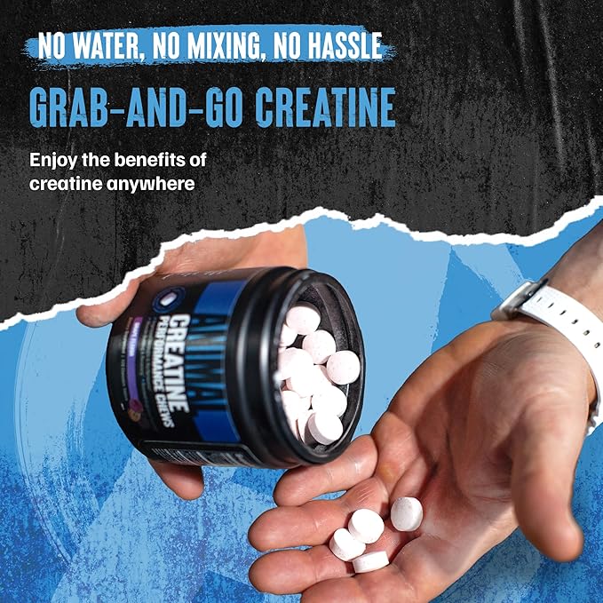 Animal Creatine Chews – 5g Creatine Monohydrate Tablets for Strength Power &amp Training Recovery Support – Enhanced Absorption with AstraGin® – Convenient Chewable Format – 120 Tablets