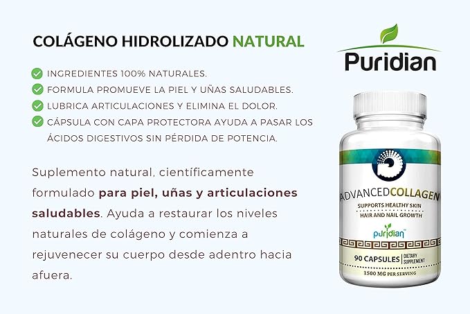 Hydrolyzed Collagen Capsules for Women – Hair Skin Nails &amp Joint Support – Advanced Collagen Supplement – 90 Capsules | Colágeno Hidrolizado para Mujer