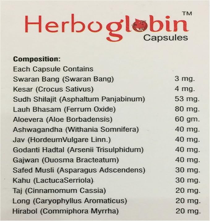 Herboglobin Capsule Herbal Remedy for Iron Deficiency Anemia 4 Packs of 50 Capsules