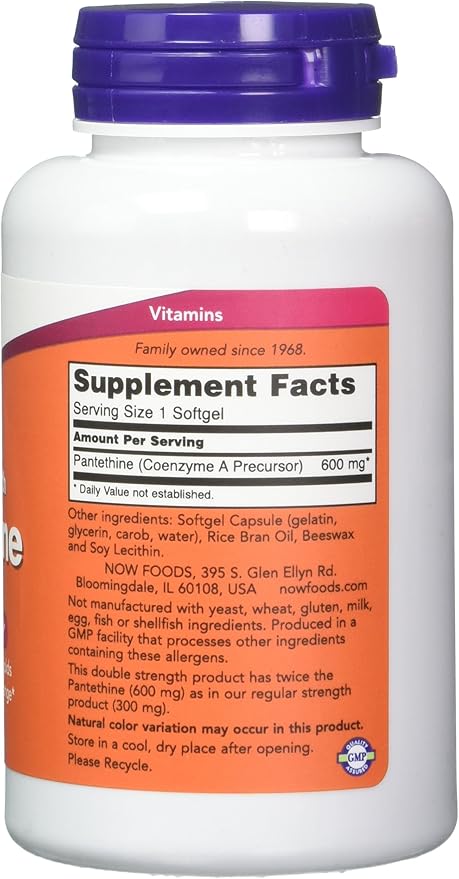 NOW Foods Pantethine 600 mg 60 Softgels (Pack of 2)