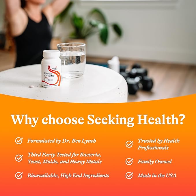 Seeking Health Hydroxo-Adeno B12 2000 mcg Methyl-Free Supports Energy Focus methylation Detox &amp homocysteine. Vegan Vegetarian (60 lozenges)