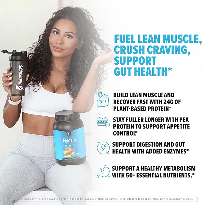 InnoSupps Clean Vegan Protein - Plant Based Vegan Natural No Artificial Sweeteners No Gluten No Dairy. Lactose Free Low Carbs Low Fat No Sugar Added Soy Free Non-GMO (Lemon Sugar Cookie)