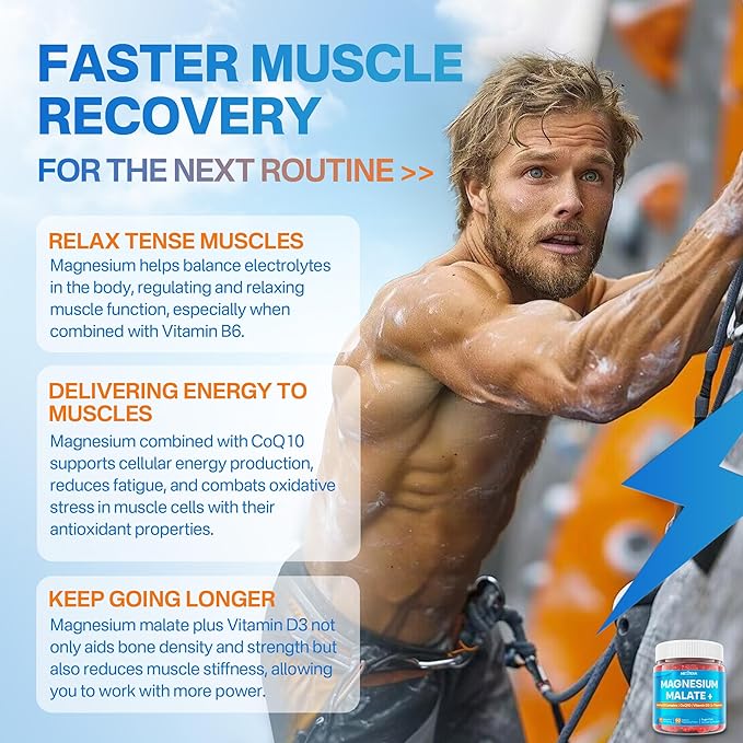 Magnesium Malate Gummies - Magnesium 400mg L-5-MTHF Folate 680mcg Methyl B12 B6 L-Theanine &amp CoQ10 - Sugar Free Methylated Magnesium Complex for Women Men Methylation Energy Muscle &amp Ca