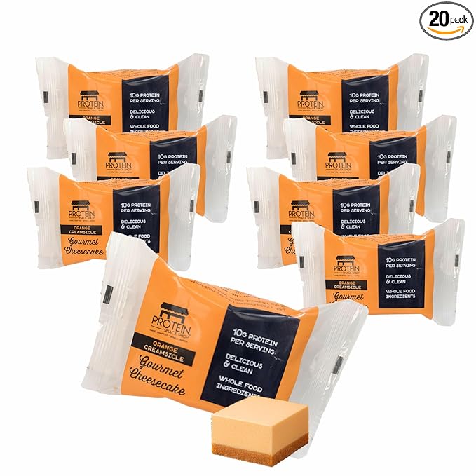 Low Carb Protein Cheesecake Bars | High Protein Gluten-Free Clean Ingredients Snack Bars (20 Orange Creamsicle)