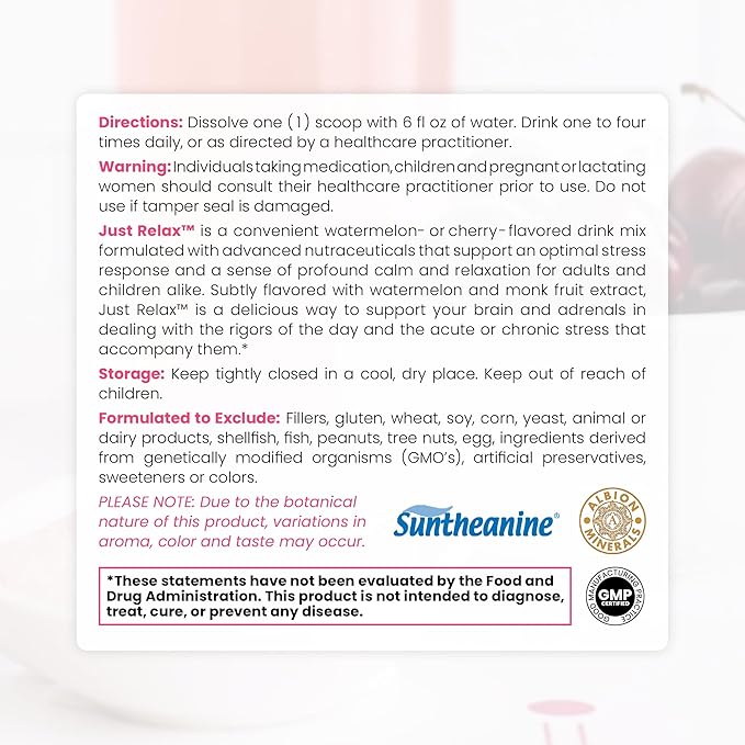 Pure Therapro Rx Just Relax Cherry - 60 Servings | Supports Relaxed Mood &amp Healthy Blood Pressure | Myo-inositol Di-Magnesium Malate GABA Taurine &amp L-Theanine