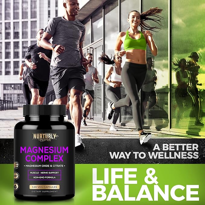 Magnesium Citrate &amp Oxide 500mg Complex Supplement and Turmeric Curcumin - High Absorption Maximum Strength - Turmeric Supplements for Joint Hearth Health