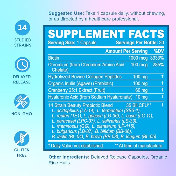 BioEmblem Magnesium Glycinate with Zinc and Beauty Probiotics
