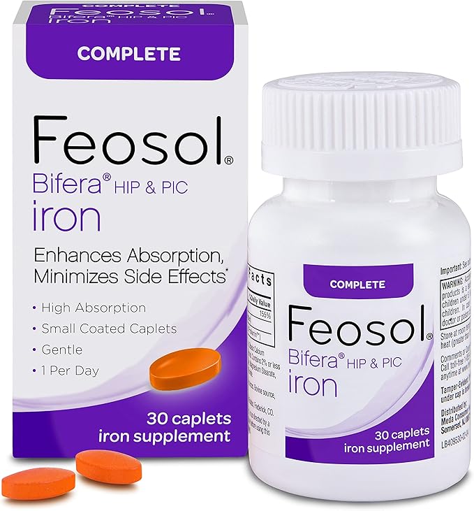 Feosol Complete Iron Supplement 30 Count and Colace Stool Softener 60 Count Bundle