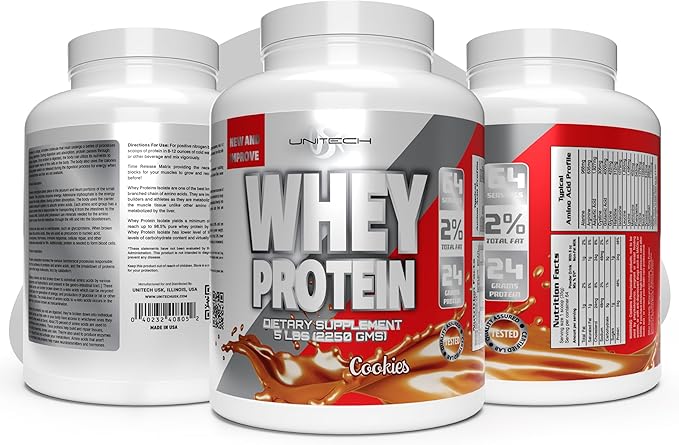 Unitech USK Whey Cookies Protein Powder | Muscle Repair &amp Metabolism Support | Protein with Essential Amino Acids Enzymes &amp Minerals | Sports Supplement | Cookies Flavor 80oz