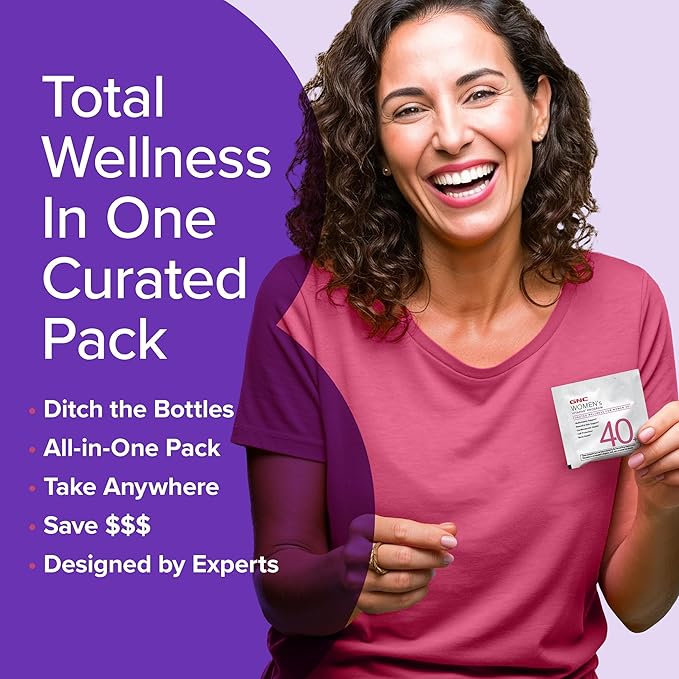 GNC Women’s 40+ Vitapak 5-in-1 Multivitamin Pack Healthy Hormones Brain Health Metabolism Bone Strength Edible Dietary Supplement 30 Servings