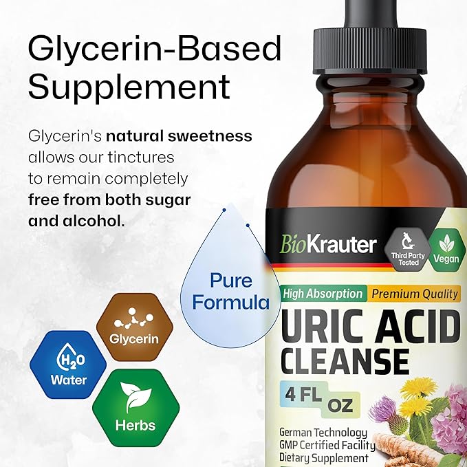 BIO KRAUTER Uric Acid Tincture 4 Fl. Oz. &amp Stone Breaker 60 Gummies.