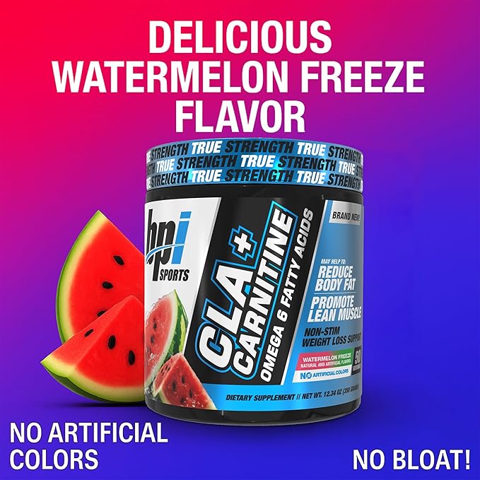 BPI Sports CLA+Carnitine – CLA L Carnitine &amp Linoleic Acid – L Carnitine Supplement for Weight Loss Metabolism &amp Lean Muscle – Caffeine Free – Watermelon Freeze – 50 Servings – 12.34 oz