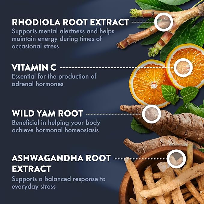 Mt. Angel Vitamins - Adrenal Support - Mood Focus Relaxation Stress and Adaptogens Support w/Ashwagandha Extracts - 60 Tablets