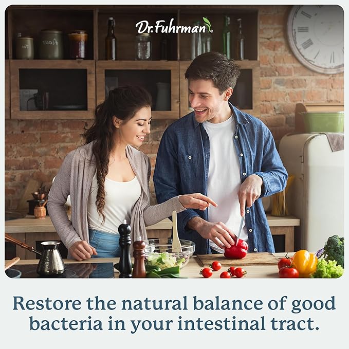 Dr. Fuhrman Prebiotic and Probiotic for Women &amp Men | Flora Biotect Natural Support for Digestive Health &amp Gut Biome | Provides Bloating Relief &amp Bowel Regularity | 20 Billion Live Strains