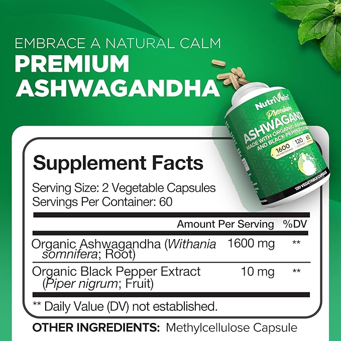 Nutrivein Premium Irish Sea Moss Capsules Berberine Supplements and Ashwagandha Supplements Bundle: High-Absorption Berberine Hcl Ashwagandha Root Extract &amp Sea Moss for Digestion &amp Daily